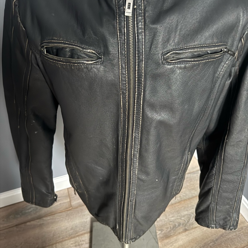 Men's Guess Black Leather Jacket